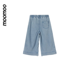 美特斯邦威童装女童牛仔裤夏季新款儿童时尚钉珠天丝牛仔阔腿裤子