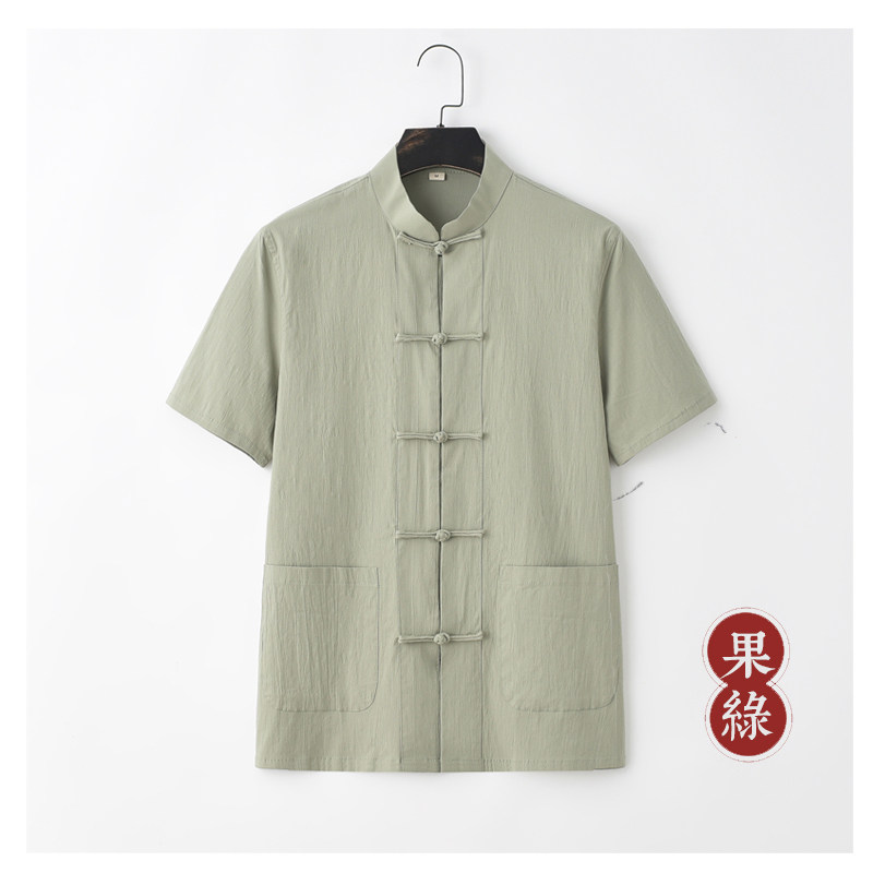 唐装男夏季包括短袖上衣中国风中式复古中青年立领半袖衬衣打底衫,淘宝优惠券,粉丝福利购,淘宝优惠卷