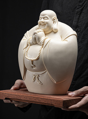 陶瓷大肚弥勒佛像白招财笑