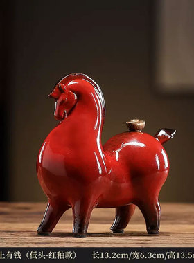 陶瓷唐马摆件小号招财客厅玄关酒柜桌面装饰品办公桌生肖马摆设