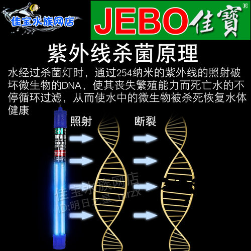 佳宝杀菌灯鱼池灭菌灯潜水式大底滤缸杀菌净水紫外线灯双管UV灯 - 图1