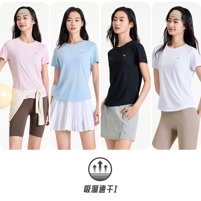 安踏速干T丨小蛮腰运动短袖t恤女冬季透气跑步训练上衣显瘦瑜伽服 - 图3