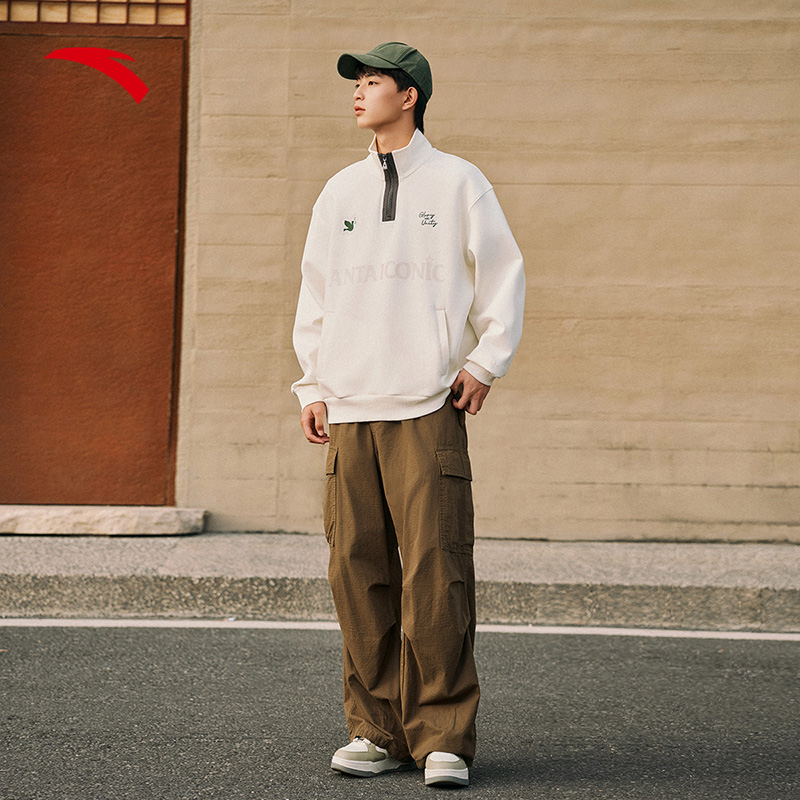 【樊振东同款】安踏半拉链长T2025冬季新款男士套头卫衣152518722 - 图3