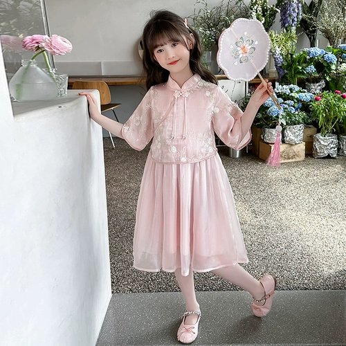 Летнее платье, детское ханьфу, юбка, китайский стиль, подходит для подростков, детская одежда
