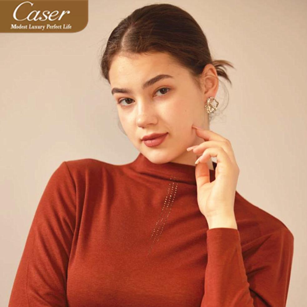 凯撒caser女士50支馨思特竖钻保暖上衣时尚小高领打底衫BK63-F555 - 图1