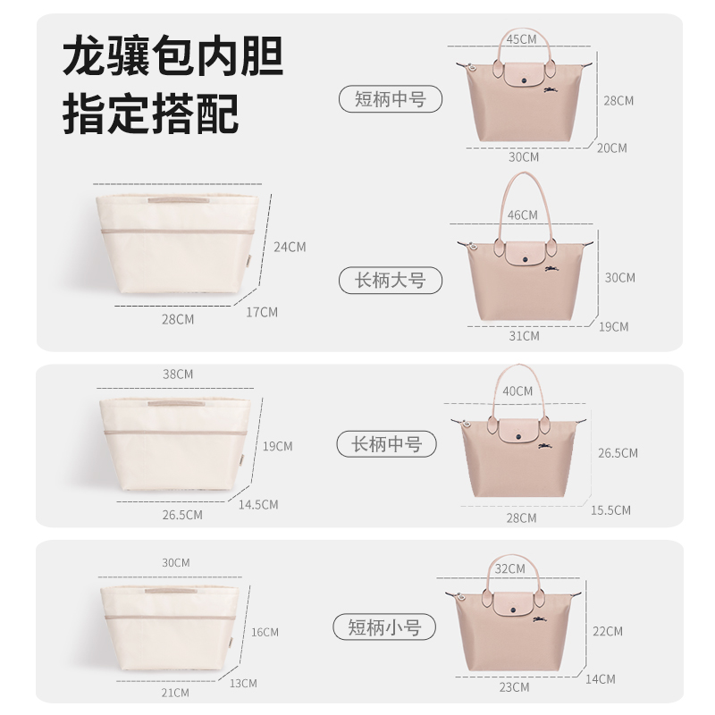 适用珑骧内胆包龙骧longchamp托特小号中号大号包包长柄短杜邦纸 - 图3