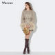2025 winter new design lady style feather splicing trumpet sleeves sequined woolen coat mid-length women's clothing
