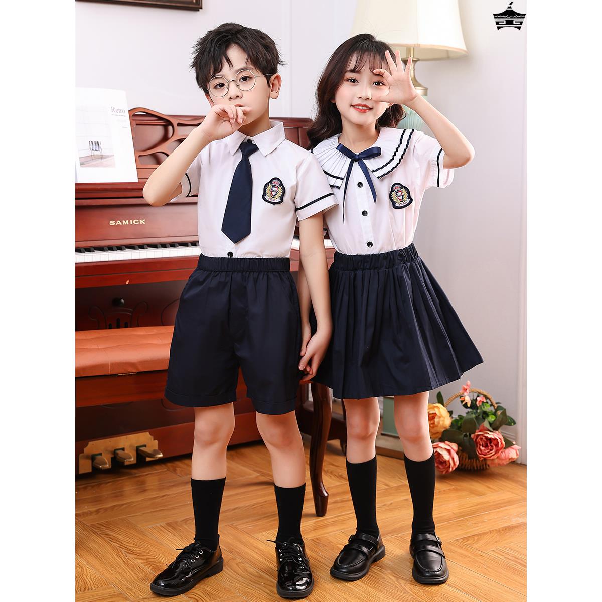 六一儿童合唱服小学生诗歌朗诵毕业照服装幼儿园园服纯棉夏季校服-图1