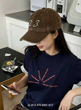 韩国小众设计款数字珍珠棒球帽