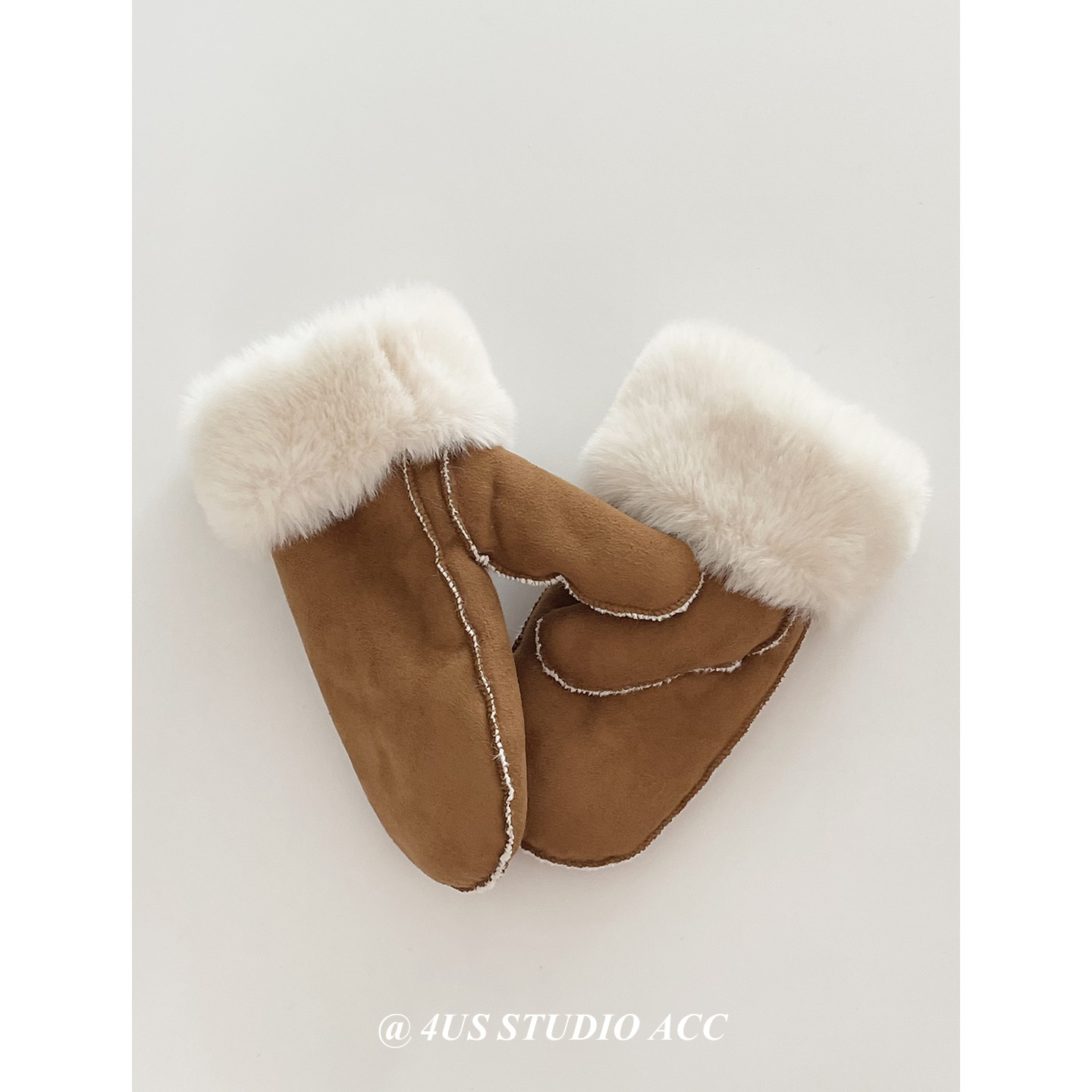 加绒加厚栗子色秋冬季连指手套女户外骑行防风滑雪皮毛一体手套,淘宝优惠券,粉丝福利购,淘宝优惠卷