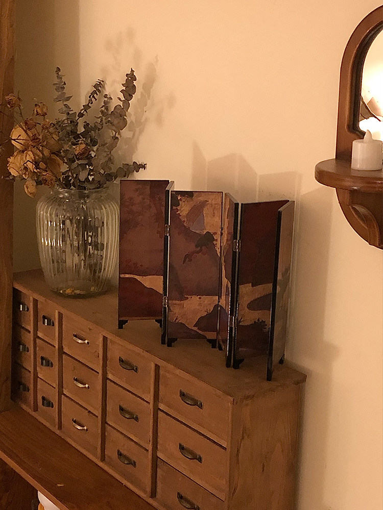 加安加丽日式复古小屏风桌面摆件中古小众艺术新中式家居装饰软装,淘宝优惠券,粉丝福利购,淘宝优惠卷