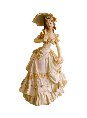 莫奈撑阳伞的女子法式复古装饰摆件艺术树脂少女雕像美女人物雕塑