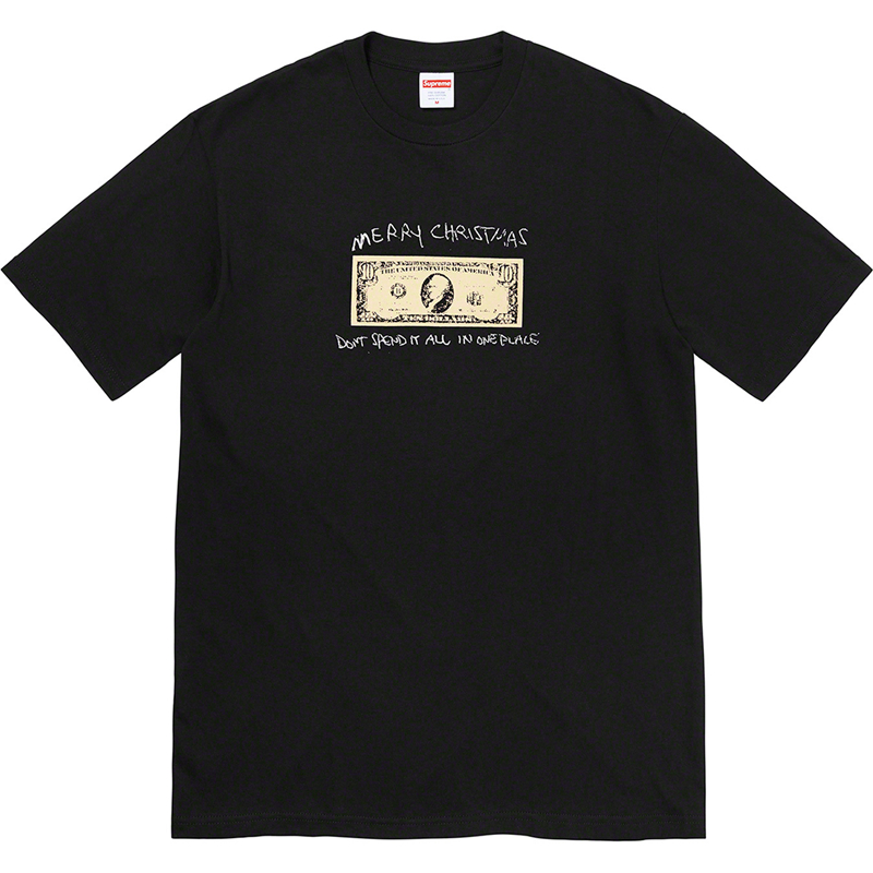 Supreme Spend It Tee FW21 美金圣诞印花休闲圆领纯棉短袖T恤-Supreme Supreme Spend It Tee FW21 美金圣诞印花休闲圆领纯棉短袖T恤-Supreme