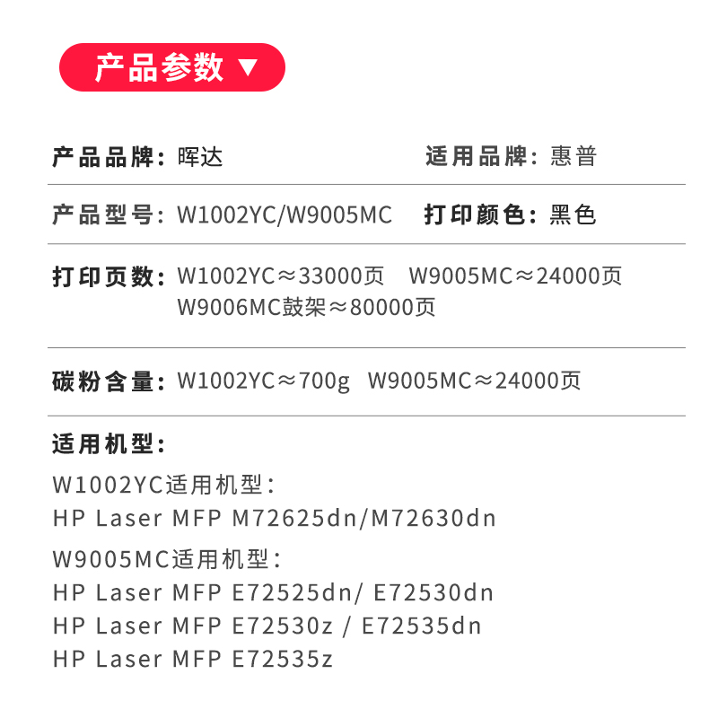 适用惠普W9006MC硒鼓HP E72525dn复印机E72530dn/z组件72535 W1002YC粉盒E72625dn 72630套鼓W9005MC成像鼓-图1