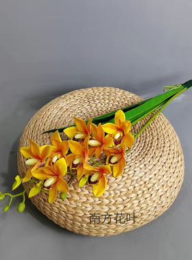 新品仿真2叉蕙兰带叶蕙兰蝴蝶兰塑料兰花 餐桌茶几客厅仿真花桌摆