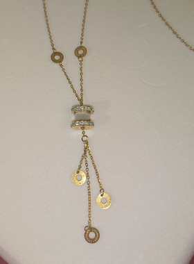 日韩黑陶瓷流苏项链不褪色