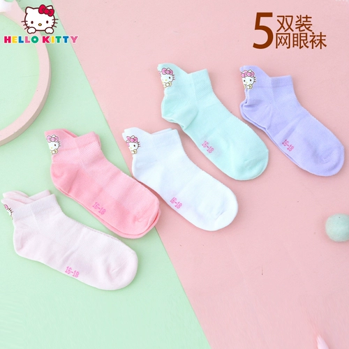 Hello kitty, летние тонкие дышащие детские носки для принцессы, средней длины