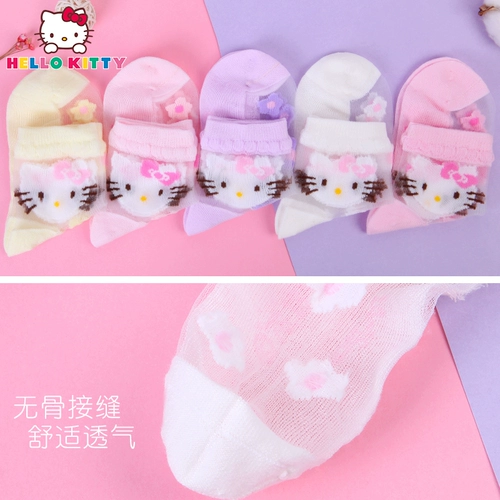 Hello kitty, детские летние носки, тонкие стеклянные дышащие колготки