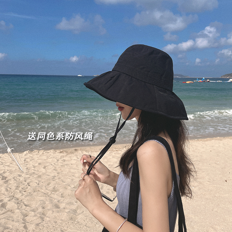 日系uvcut渔夫帽女夏防紫外线太阳帽遮脸防晒帽子轻薄透气遮阳帽