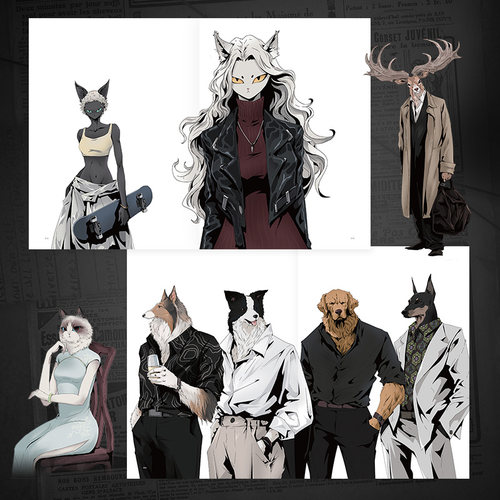 动物都市 肖大猫NL二次元动物拟人插画集 动物都是漫画拟人图鉴兽人角色形象绘制动漫手绘临摹画册furry画人民邮电出版社 - 图1