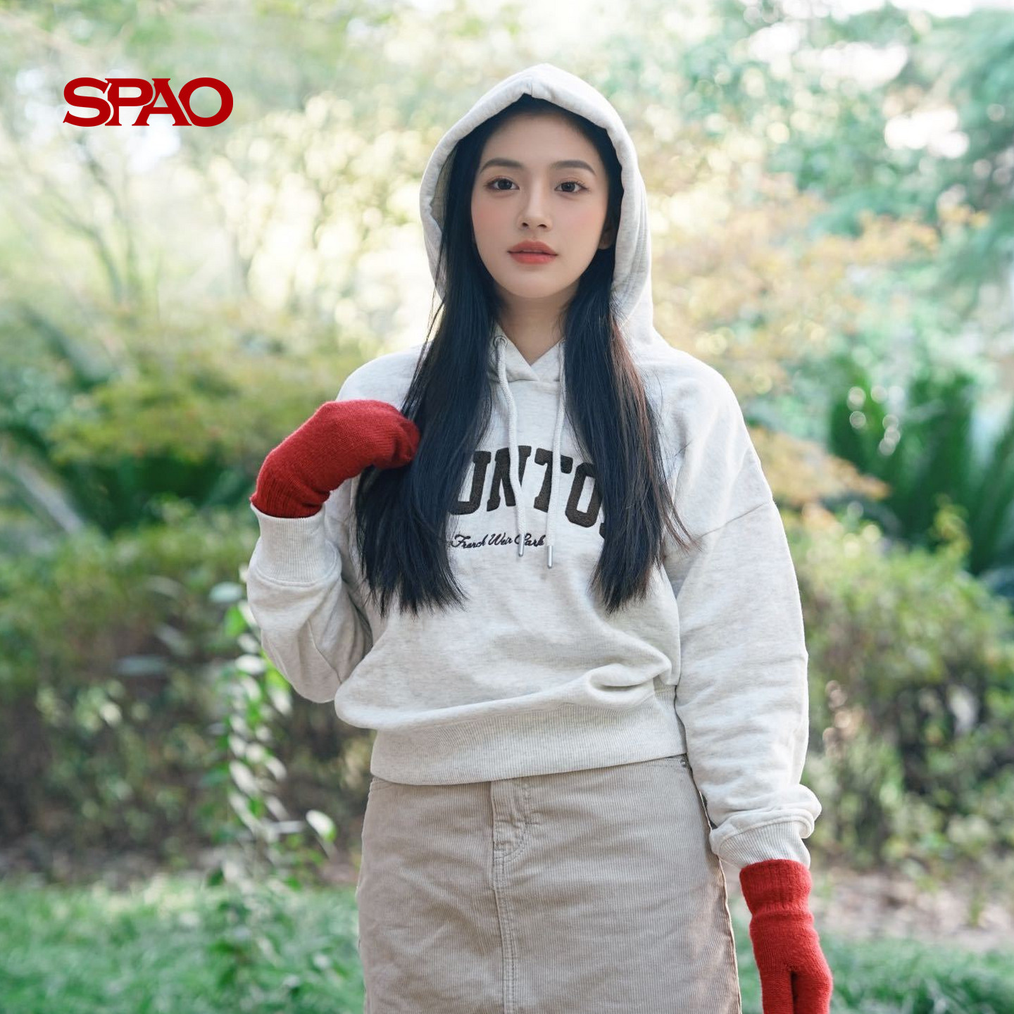 SPAO韩国同款25年冬季新品女时尚加绒保暖连帽轻量复古运动卫衣,淘宝优惠券,粉丝福利购,淘宝优惠卷