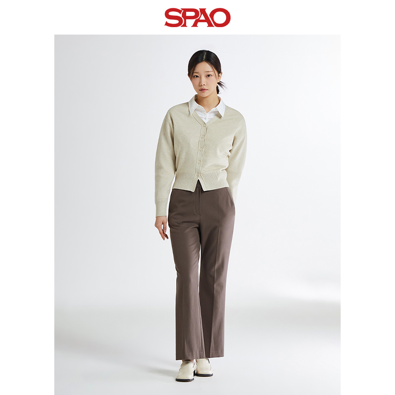 SPAO韩国同款2024年春季新款女士休闲时尚V领毛衣开衫SPCKE12W03-图2