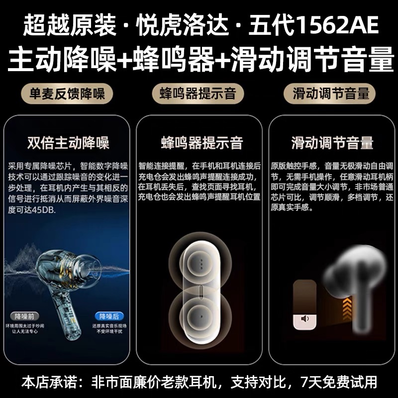 悦虎洛达1562AE五代华强北pro2三代A二四代E无线蓝牙耳机5代降噪3 - 图3