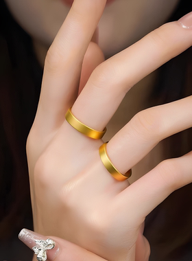 深圳水贝金包银情侣对戒实心闭口素圈指环简约时尚七夕情人节礼物