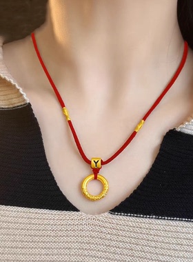 深圳水贝金箍圈平安扣吊坠金包银乾坤圈编绳挂坠女节日礼物送男友