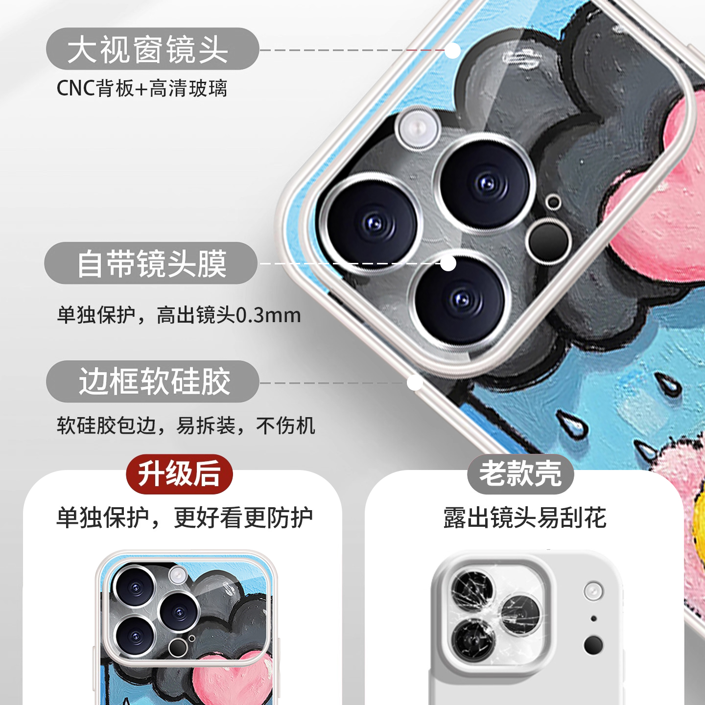 适用苹果17promax手机壳秒变17新款大视窗iphone16pro网红crybaby哭娃15带镜头膜14可爱卡通13小众女外壳16套 - 图1