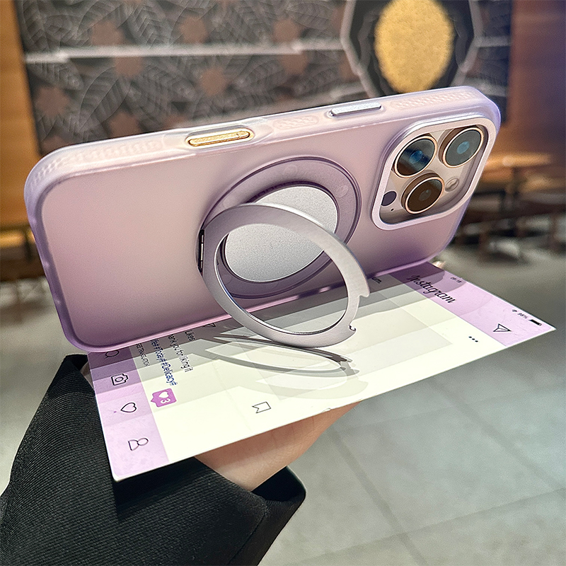 酷图适用苹果15promax手机壳磁吸360支架新款iphone16Pro保护套创意全包防摔13高级感男女超薄14Pro磨砂紫16 - 图3