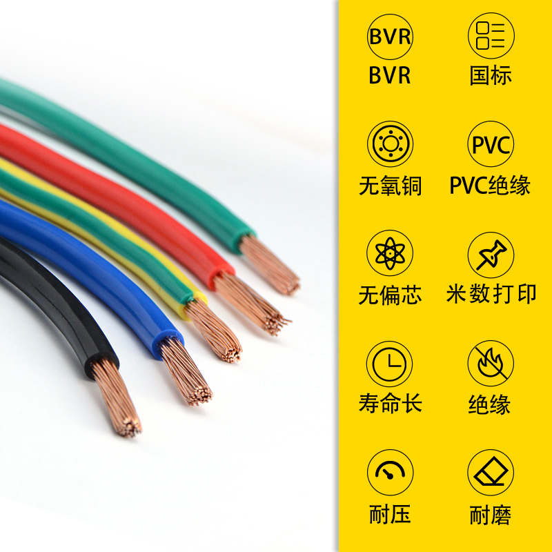多股软铜芯2.5 4 6 10 35 50 70平方铜线电缆线BVR单芯软线电源线 - 图0