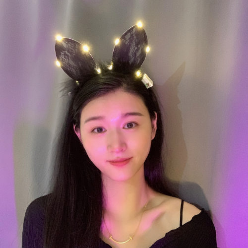 发光蕾丝羽毛兔耳朵酒吧活动演出气氛道具狐狸耳朵头饰发光发箍 - 图1