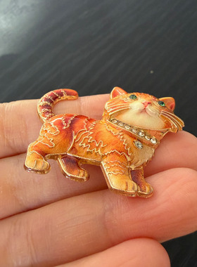 橘色温柔乖巧猫咪造型可爱别针胸针