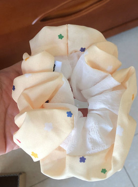 彩色小花朵款女式清新黄色松紧发圈