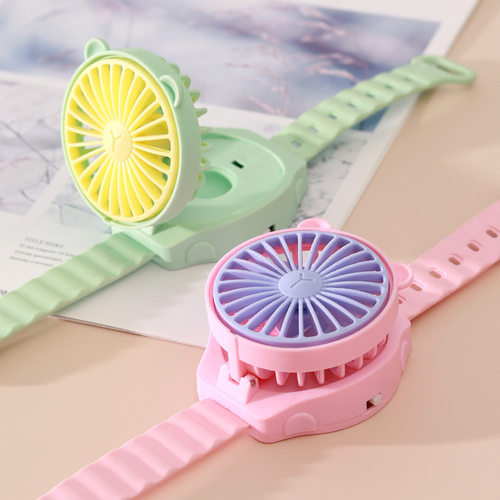 夏天热卖卡通迷你手表小风扇儿童随时便携式手腕电风扇生日玩具 - 图1