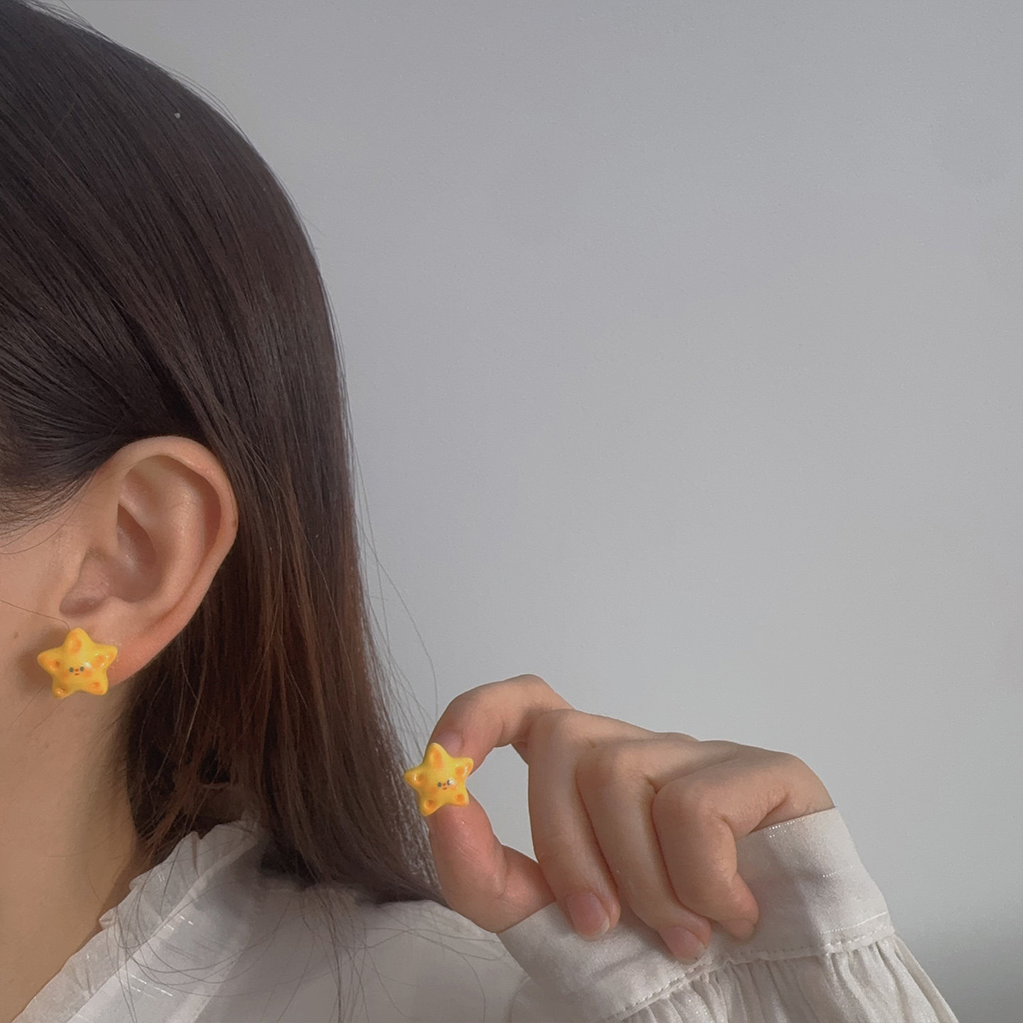 可爱黄色星星耳钉卡通造型生物瓷耳饰女学生萌系甜美少女心耳环IN,淘宝优惠券,粉丝福利购,淘宝优惠卷