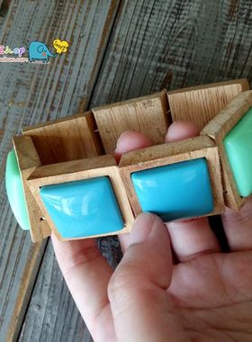 纯手工木制镶嵌亚克力夸张手镯串