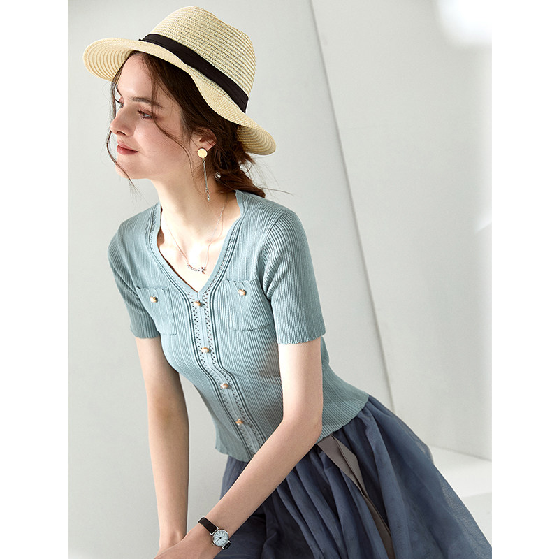 冰丝小衫薄款2020新款显瘦短款t恤 领潮羊T恤