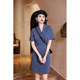 Stars and Dots ~ ສະໄຕລ໌ຮົງກົງ retro printed versatile shirt + A-line skirt high waist slimming short skirt summer new style for women