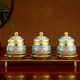 Set of copper alloy water cups, fruit plates, incense barrels, round Buddhist utensils