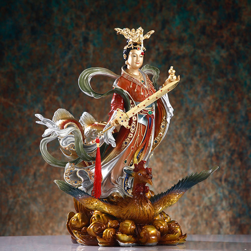 台湾纯铜九天玄女神像家用供奉九天圣母娘娘碧霞元君铜像桌面摆件 - 图2