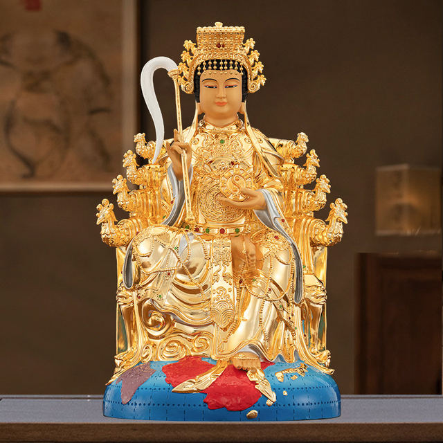 High-quality pure copper painted Earth Mother Goddess statue dedicated to the Taoist Queen Earth Mother Earth Mother Yuanjun Mother of the Earth ornaments