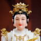 The white marble Nine Heavens Mysterious Goddess statue is a Taoist ornament