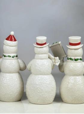 外贸陶瓷手绘描金圣诞节礼物可爱雪人摆件家居摆件装饰品
