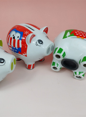 外贸陶瓷手绘动物存钱罐