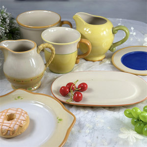 外贸陶瓷出口美国pfaltzgraff手绘餐具家用平盘牛排盘马克杯奶杯