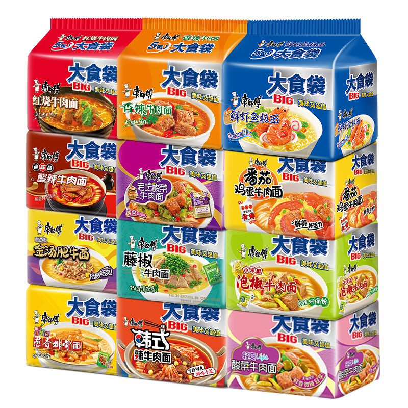 康师傅方便面整箱装袋大食袋big泡面大食桶大面饼一倍半混搭速食 - 图0