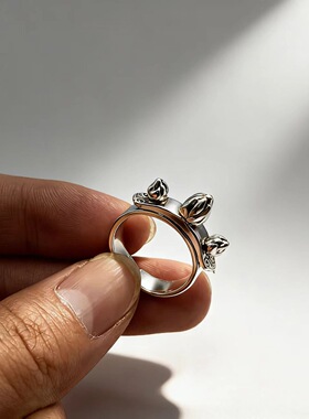 复古雷榍花苞开口戒指小众设计感轻奢高级感百搭食指戒女士百搭款