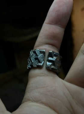 复古国潮将军铠甲兵器戒指